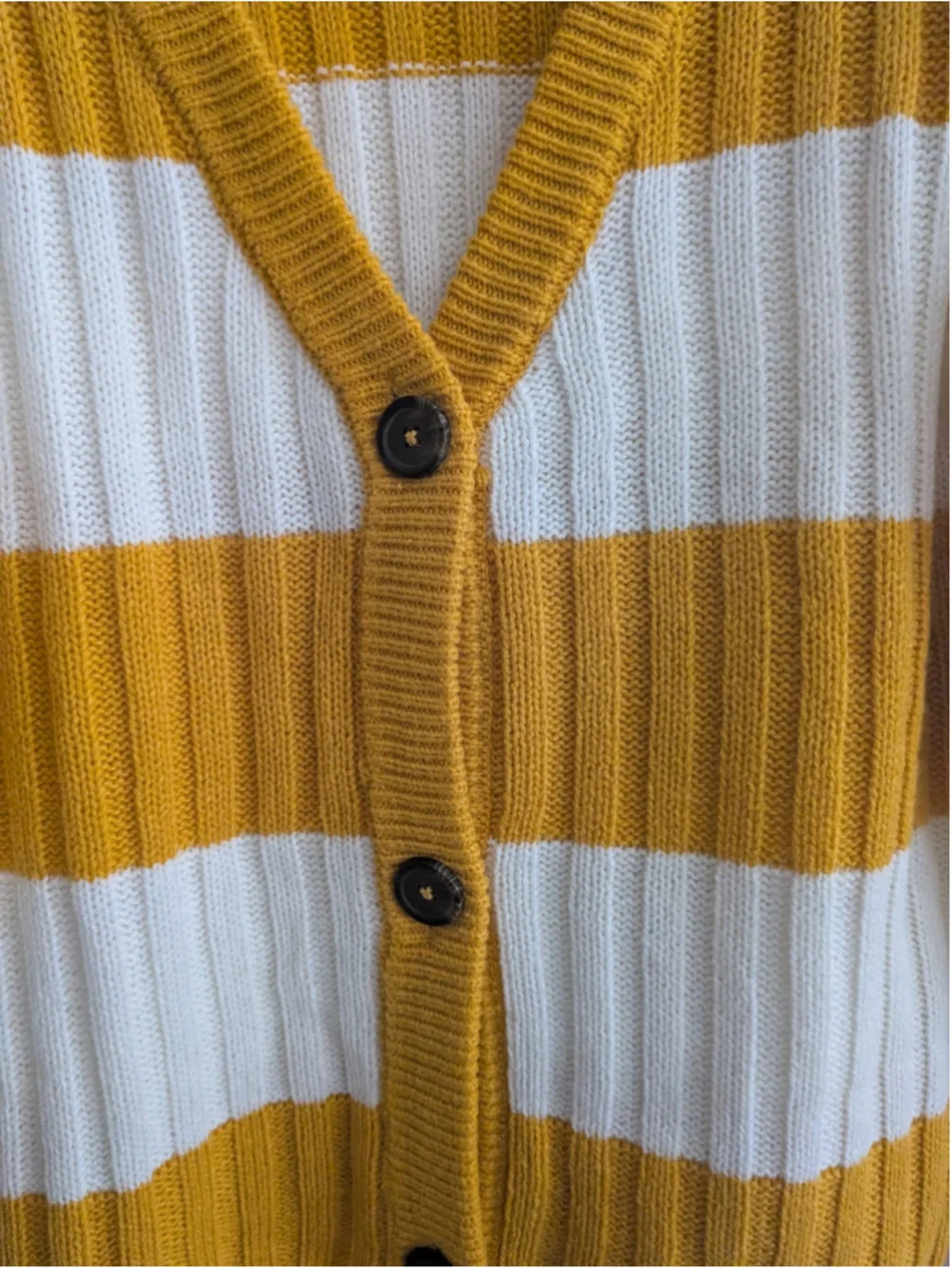 SO Mustard Yellow & White Striped Cropped Cardigan Sweater Y2K Size L NWOT